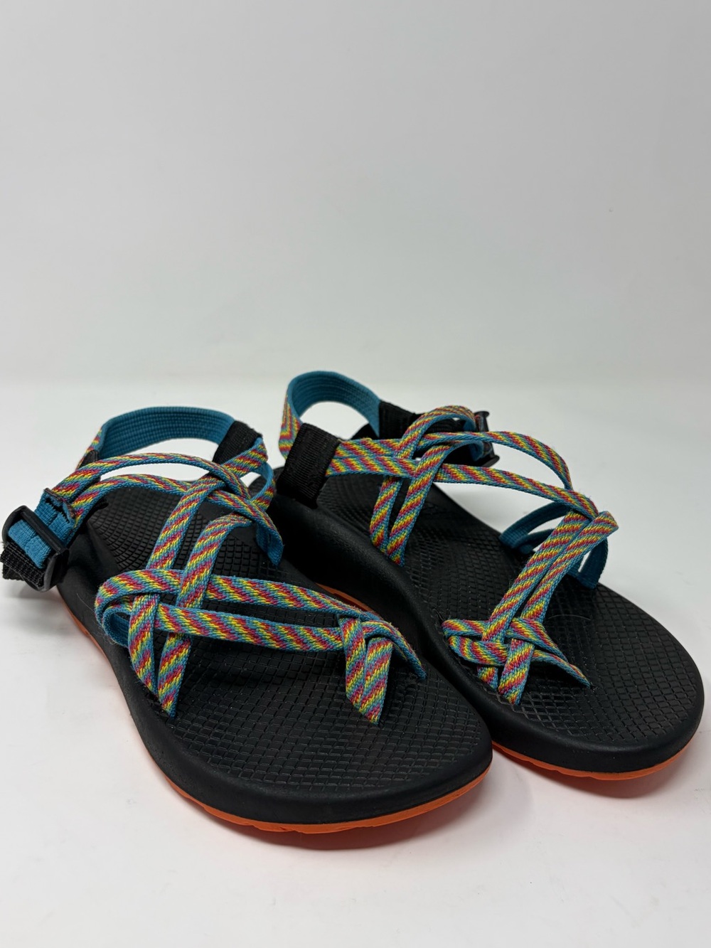 Chaco ZX/2 women sz 7 Classic Double Strap Sandals Rainbow Stripes Hiking Active